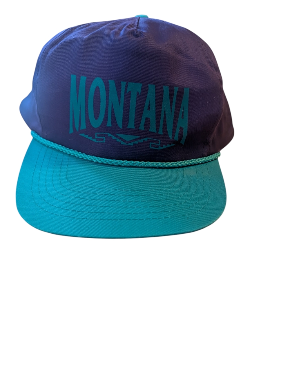 Teal and Purple Rope-Detail Snapback Hat